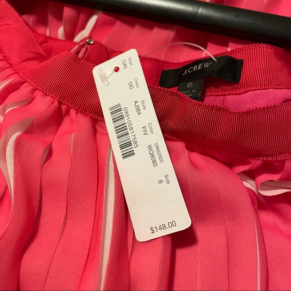 NWT J. Crew Pink and White Pleated Skirt Size 6 - Picture 2 of 2